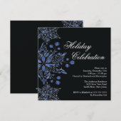 ブラックファンシージュエルスノーフレークズホリデーパーティ 招待状 (正面/裏面)