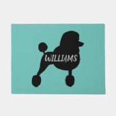 ブラックファンシースタンダードプードルドッグシルエットティール(緑がかった色) ドアマット (正面)