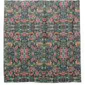 ブラックファンタジーフォレストウッドランドアニマルかわいらしフローラ シャワーカーテン (正面)