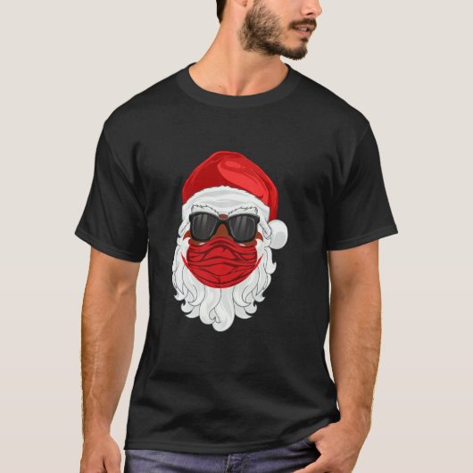 ブラックファーザークリスマス2020サンタクロース顔マスク Tシャツ (正面)