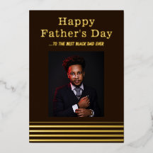 ブラックファーザーズデイディナーパーティーフォイル招待状