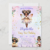 ブラックファーストお洒落フェアリーお洒落誕生日 招待状 (正面)