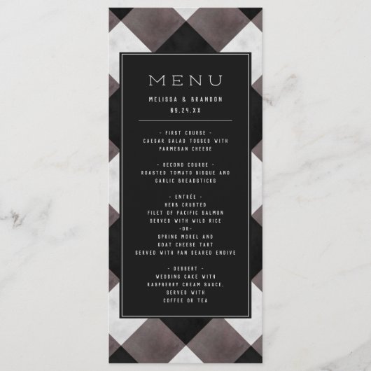 ブラックファームハウスバッファロープレイドチェック結婚ズディナー メニュー (正面)