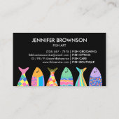 ブラックフィッシュかわいいパターンの波 名刺 (裏面)