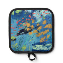 ブラックフィッシュデザインのオーブンミットと鍋敷き