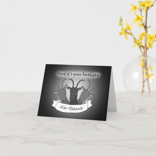 ブラックフィリップヤギおもしろいダーク風変わりゴシック誕生日 カード (黄色い花)