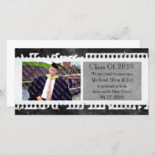 ブラックフィルムフレームグランジ卒業フォトカード 案内状 (正面/裏面)