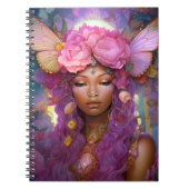ブラックフェアリークイーンピンクパープルファンタジーアート ノートブック (正面)