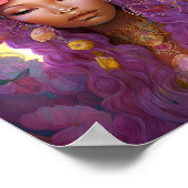 ブラックフェアリークイーンピンクパープルファンタジーアート ポスター (角)