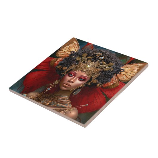 ブラックフェアリークイーンレッド金ゴールドフェアリーファンタジー タイル (側面)