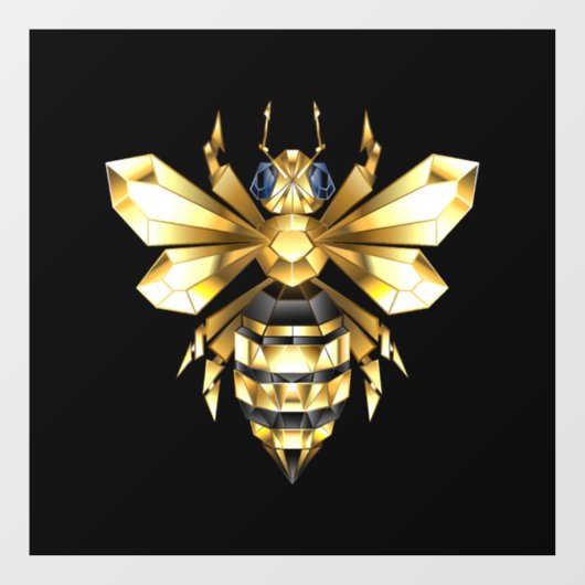 ブラックフェイクにゴールドフォイルのロゴBee多角形 ウィンドウサイン (シート)