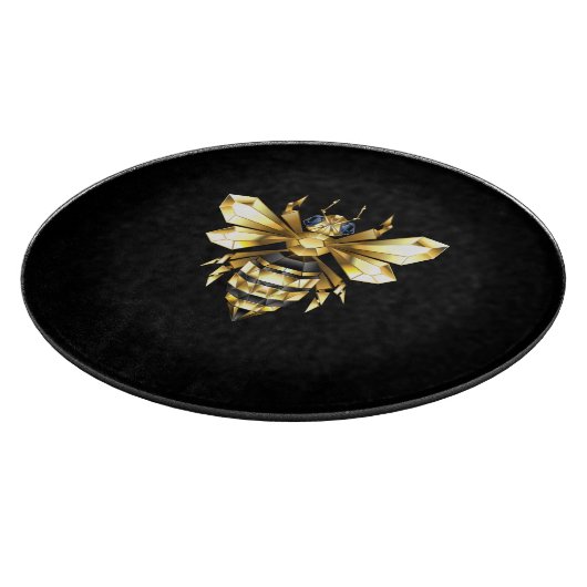 ブラックフェイクにゴールドフォイルのロゴBee多角形 カッティングボード (角)