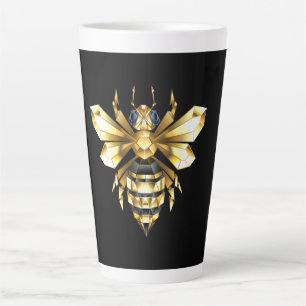ブラックフェイクにゴールドフォイルのロゴBee多角形 カフェラテマグ