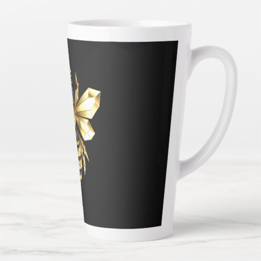 ブラックフェイクにゴールドフォイルのロゴBee多角形 カフェラテマグ (右)