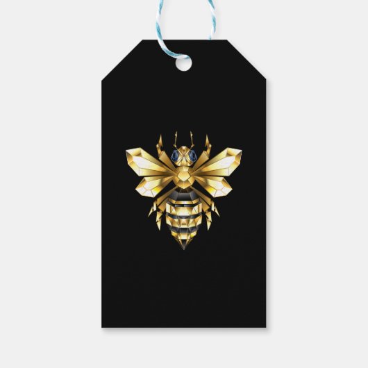 ブラックフェイクにゴールドフォイルのロゴBee多角形 ギフトタグ (裏面)