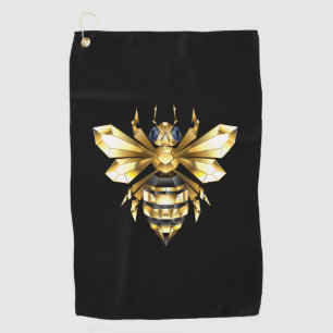 ブラックフェイクにゴールドフォイルのロゴBee多角形 ゴルフタオル