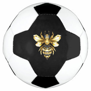 ブラックフェイクにゴールドフォイルのロゴBee多角形 サッカーボール