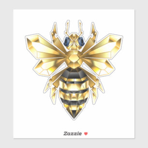ブラックフェイクにゴールドフォイルのロゴBee多角形 シール