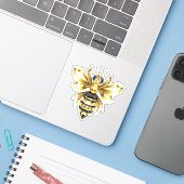 ブラックフェイクにゴールドフォイルのロゴBee多角形 シール (ノートパソコンとiPhone)