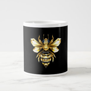 ブラックフェイクにゴールドフォイルのロゴBee多角形 ジャンボコーヒーマグカップ