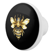 ブラックフェイクにゴールドフォイルのロゴBee多角形 セラミックノブ (右)