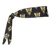 ブラックフェイクにゴールドフォイルのロゴBee多角形 タイヘッドバンド (回転270)
