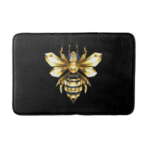 ブラックフェイクにゴールドフォイルのロゴBee多角形 バスマット
