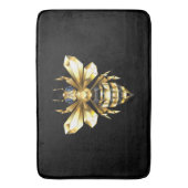 ブラックフェイクにゴールドフォイルのロゴBee多角形 バスマット (正面縦)