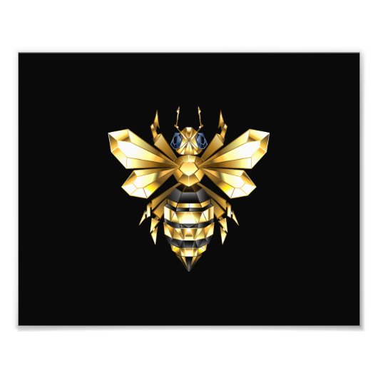 ブラックフェイクにゴールドフォイルのロゴBee多角形 フォトプリント (正面)