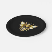 ブラックフェイクにゴールドフォイルのロゴBee多角形 ペーパープレート (アングル)