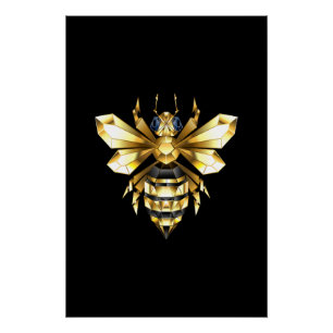 ブラックフェイクにゴールドフォイルのロゴBee多角形 ポスター