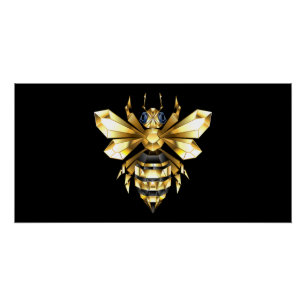 ブラックフェイクにゴールドフォイルのロゴBee多角形 ポスター
