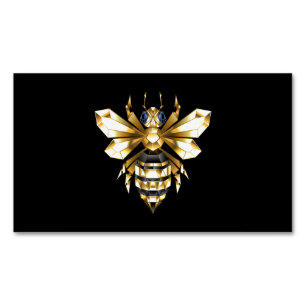ブラックフェイクにゴールドフォイルのロゴBee多角形 マグネット名刺
