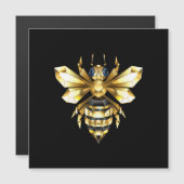 ブラックフェイクにゴールドフォイルのロゴBee多角形 マグネット招待状 (正面/裏面)
