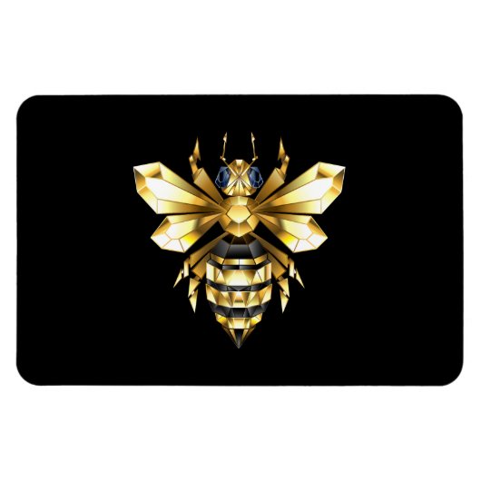 ブラックフェイクにゴールドフォイルのロゴBee多角形 マグネット (横)