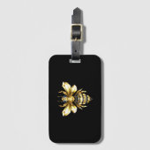 ブラックフェイクにゴールドフォイルのロゴBee多角形 ラゲッジタグ (正面縦)