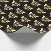 ブラックフェイクにゴールドフォイルのロゴBee多角形 ラッピングペーパー (角)