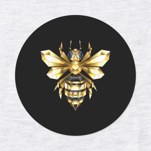 ブラックフェイクにゴールドフォイルのロゴBee多角形 ラベル (デザイン1)