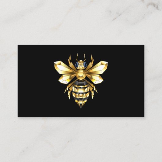 ブラックフェイクにゴールドフォイルのロゴBee多角形 名刺 (正面)