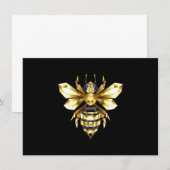 ブラックフェイクにゴールドフォイルのロゴBee多角形 招待状 (正面/裏面)