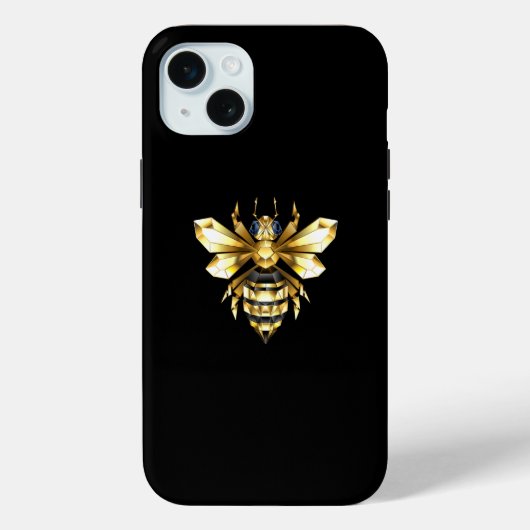 ブラックフェイクにゴールドフォイルのロゴBee多角形 Case-Mate iPhoneケース (裏面)