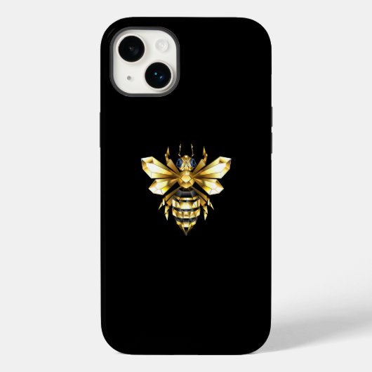 ブラックフェイクにゴールドフォイルのロゴBee多角形 Case-Mate iPhoneケース (裏面)