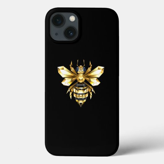 ブラックフェイクにゴールドフォイルのロゴBee多角形 Case-Mate iPhoneケース (裏面)