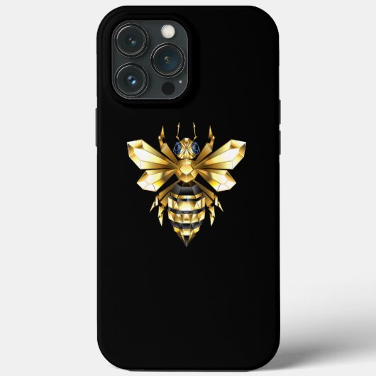 ブラックフェイクにゴールドフォイルのロゴBee多角形 Case-Mate iPhoneケース (裏面)