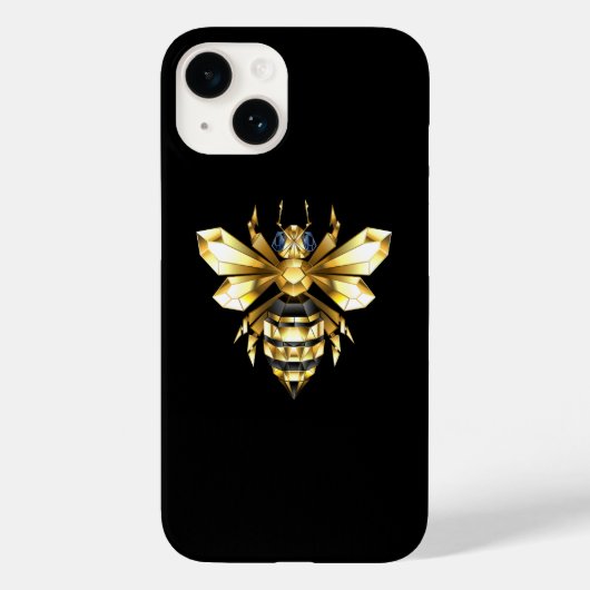 ブラックフェイクにゴールドフォイルのロゴBee多角形 Case-Mate iPhoneケース (裏面)