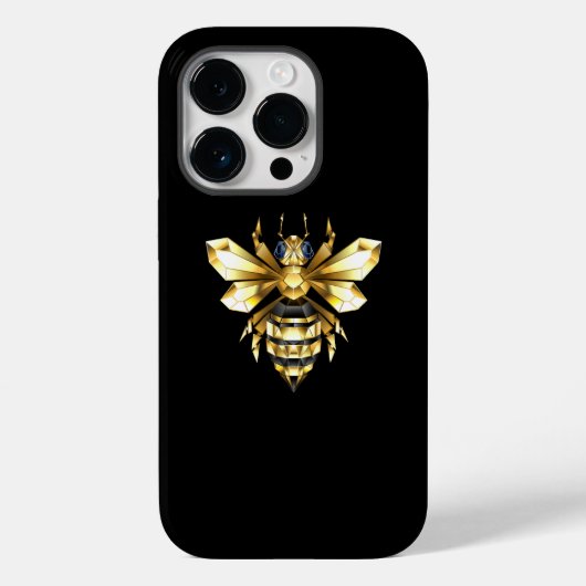ブラックフェイクにゴールドフォイルのロゴBee多角形 Case-Mate iPhoneケース (裏面)