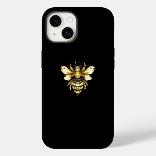 ブラックフェイクにゴールドフォイルのロゴBee多角形 Case-Mate iPhoneケース (裏面)