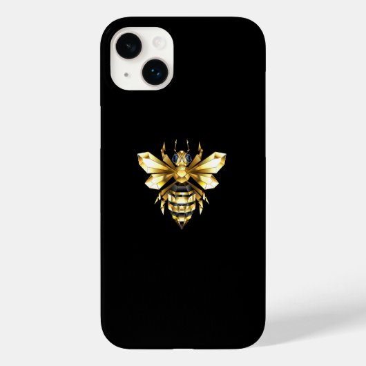 ブラックフェイクにゴールドフォイルのロゴBee多角形 Case-Mate iPhoneケース (裏面)
