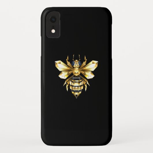 ブラックフェイクにゴールドフォイルのロゴBee多角形 Case-Mate iPhoneケース (裏面)