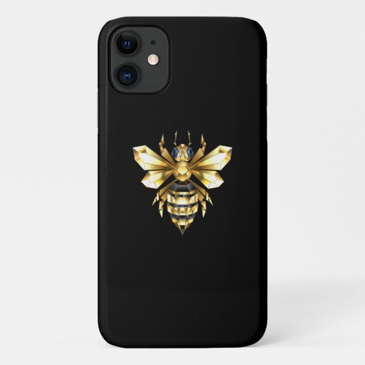 ブラックフェイクにゴールドフォイルのロゴBee多角形 Case-Mate iPhoneケース (裏面)